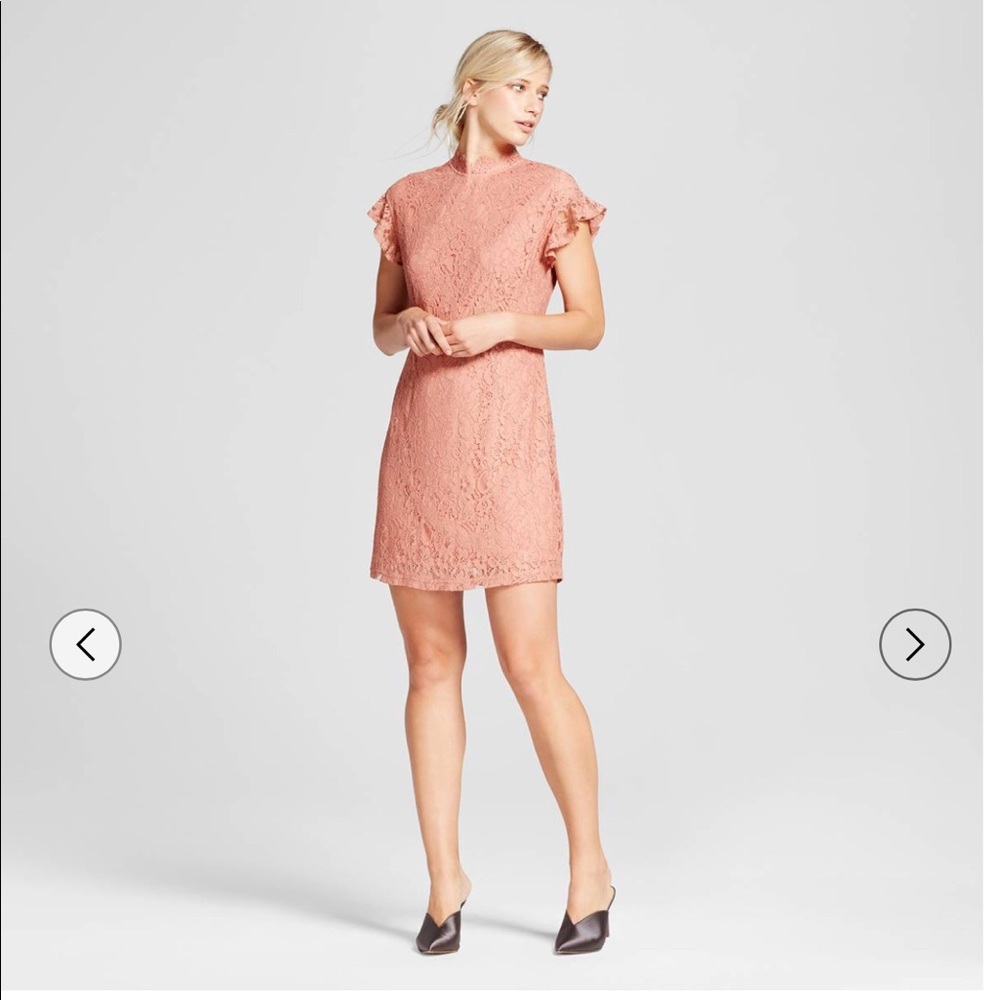Who What Wear L Ruffle Sleeve Lace Dress